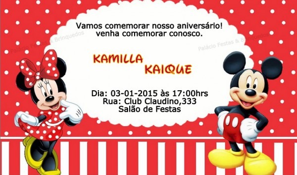 Convite Minnie E Mickey No Elo7