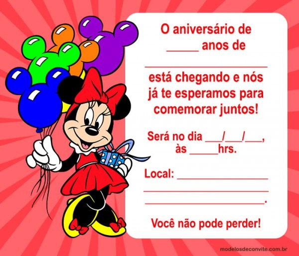 25 Convites Da Minnie Vermelha Tradicionais! â Modelos De Convite