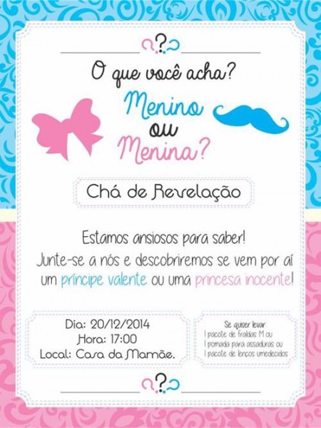 Convite De Chá De Revelação â 15 Modelos Para Editar â Modelos De Convite De Chá De Revelação â 15 Modelos Para Editar â Modelos De