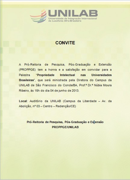 Palestra Sobre Propriedade Intelectual Nas Universidades Palestra Sobre Propriedade Intelectual Nas Universidades