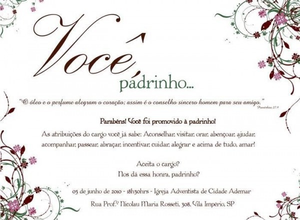 18 Convites Especiais Para Padrinhos â Modelos De Convite 18 Convites Especiais Para Padrinhos â Modelos De Convite