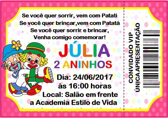 Convite Patati Patata Rosa Convite Patati Patata Rosa