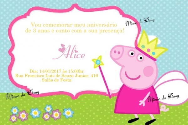 Convite Peppa Pig Fada No Elo7