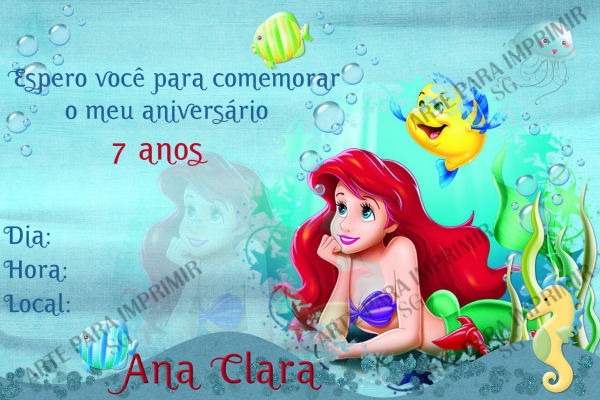 Convite Pequena Sereia 1 No Elo7 Convite Pequena Sereia 1 No Elo7