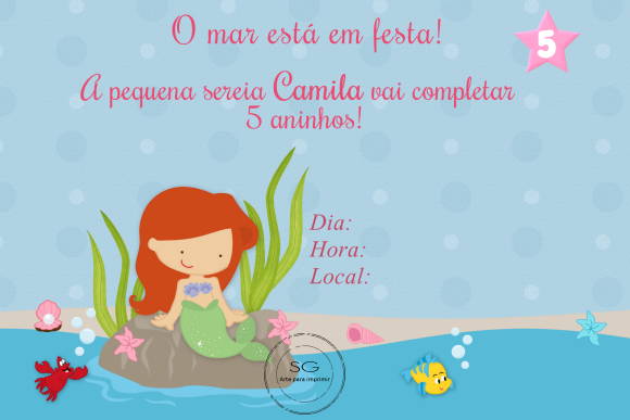Convite Pequena Sereia 2 No Elo7 Convite Pequena Sereia 2 No Elo7