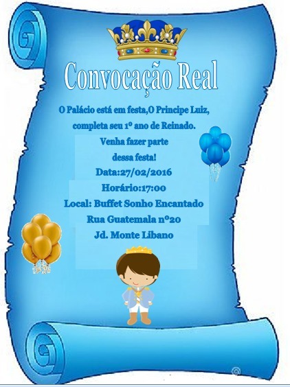 Convite Pergaminho  ChÃ¡ De Bebe Infantil, Principe ,frozen