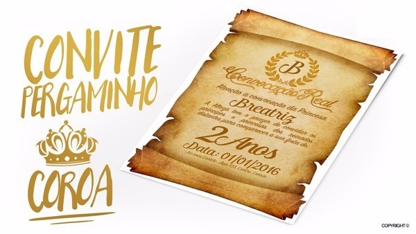 Convite Pergaminho Coroa De Princesa Principe Convite Pergaminho Coroa De Princesa Principe