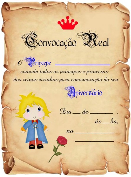 Convite Pergaminho Pequeno Principe 50unid Convite Pergaminho Pequeno Principe 50unid