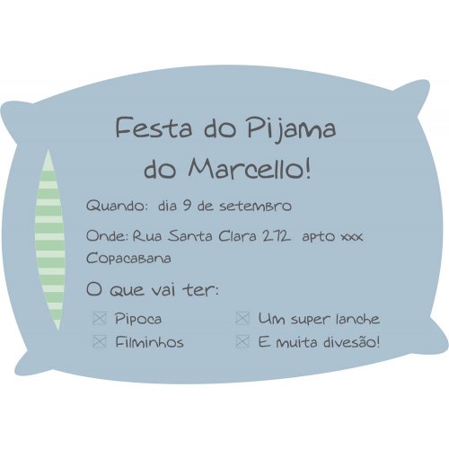 Convite Festa Do Pijama Pillow Convite Festa Do Pijama Pillow