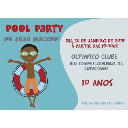Convite Pool Party Menino Convite Pool Party Menino