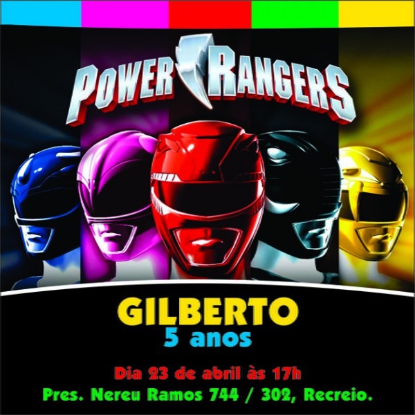 Convite Power Rangers No Elo7 Convite Power Rangers No Elo7