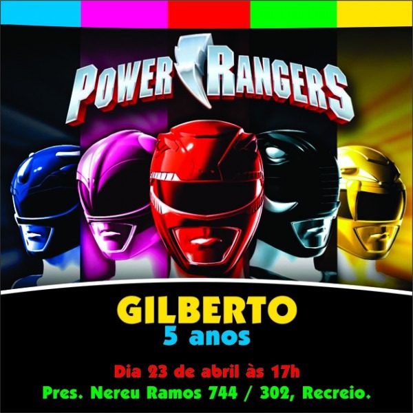 Convite Power Rangers No Elo7 Convite Power Rangers No Elo7