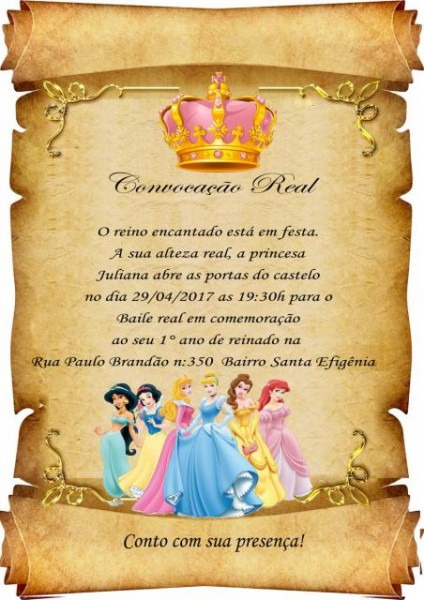 Convite Princesa  65 Ideias LindÃ­ssimas & Modelos Para Imprimir GrÃ¡tis