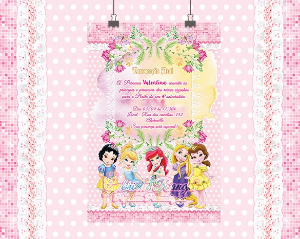 Convite Princesas Baby No Elo7