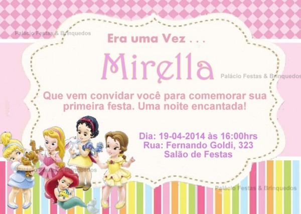 Convite Princesas Baby No Elo7