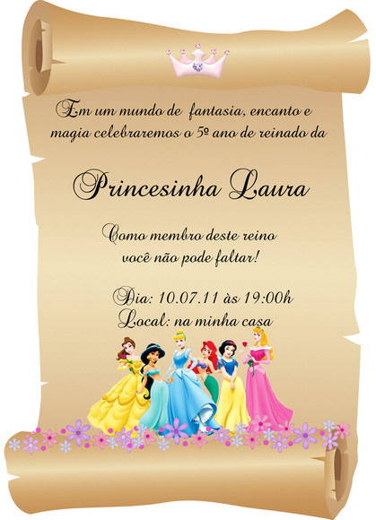 Convite Princesas Disney