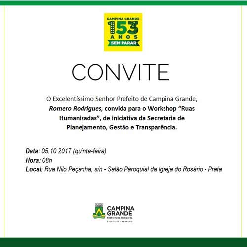 Convite Para Workshop âruas Humanizadas Convite Para Workshop âruas Humanizadas