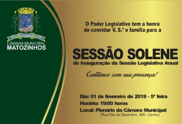 SessÃ£o Solene De InauguraÃ§Ã£o Da SessÃ£o Legislativa Anual Nesta