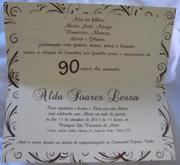 Convite 90 Anos Convite 90 Anos