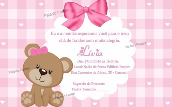 Convite Ursinha No Elo7