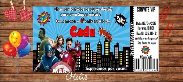 Convite Vip Vingadores No Elo7 Convite Vip Vingadores No Elo7
