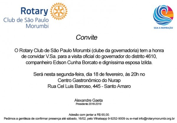 Convite Para Visita Oficial De Governador De Rotary â Dia 18 02 Convite Para Visita Oficial De Governador De Rotary â Dia 18 02