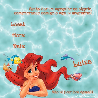 Val Fazendo Arte Convite Ariel A Pequena Sereia Val Fazendo Arte Convite Ariel A Pequena Sereia