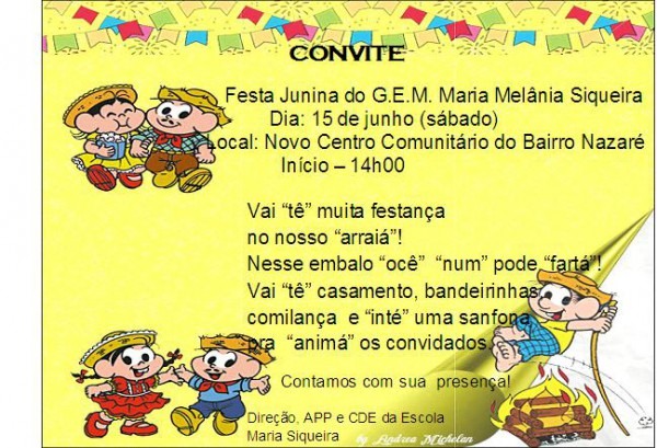 Grupo Escolar Municipal Maria Melânia Siqueira Convite Para A Grupo Escolar Municipal Maria Melânia Siqueira Convite Para A