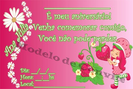 Modelo De Convite Aniversário Tema Moranguinho Modelo De Convite Aniversário Tema Moranguinho