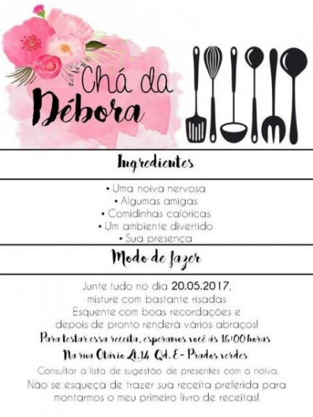 Convites De Chá De Panela Convites De Chá De Panela