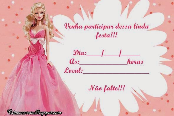 Convites Da Barbie Para Imprimir Convites Da Barbie Para Imprimir