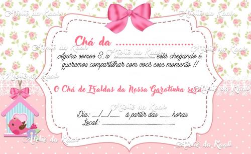 Convites Digital Chá Fralda Menina Convites Digital Chá Fralda Menina