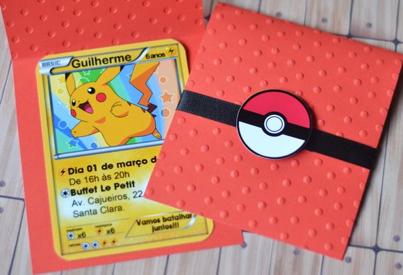 Convite Carta Pokemon Scrap Com Relevo Convite Carta Pokemon Scrap Com Relevo