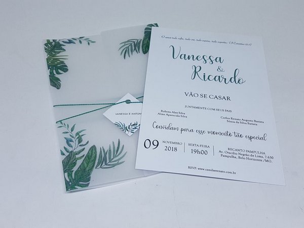 Convite Casamento Folhas Em Papel Vegetal Convite Casamento Folhas Em Papel Vegetal
