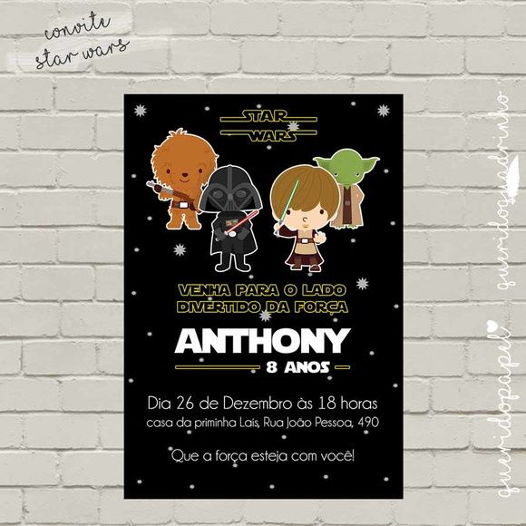 Festa Star Wars, Convite Star Wars Festa Star Wars, Convite Star Wars
