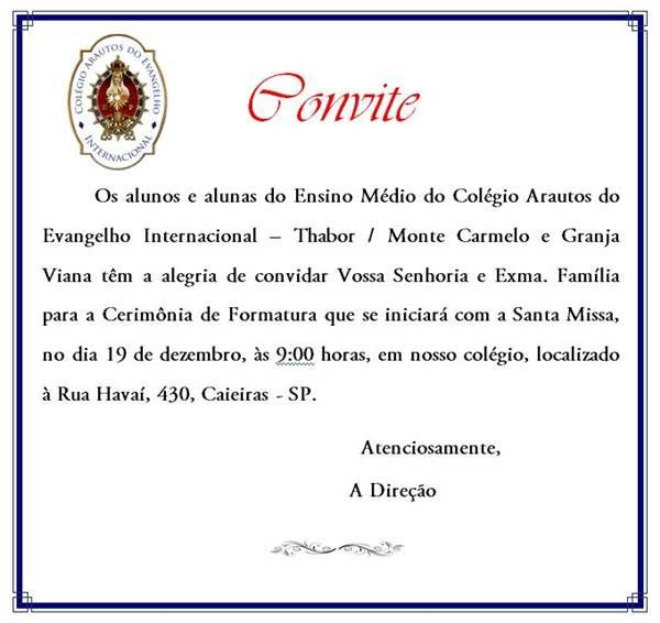 Convites De Formatura Do Ensino Médio â Modelos De Convite Convites De Formatura Do Ensino Médio â Modelos De Convite