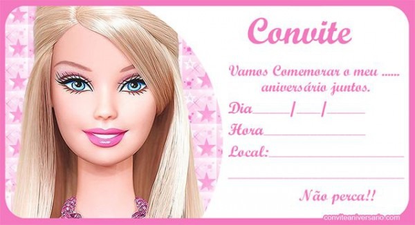 Convite De AniversÃ¡rio Da Barbie â¦