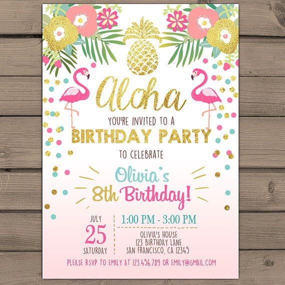 Flamingo Party Invitation Tropical Birthday Invitation Luau Flamingo Party Invitation Tropical Birthday Invitation Luau