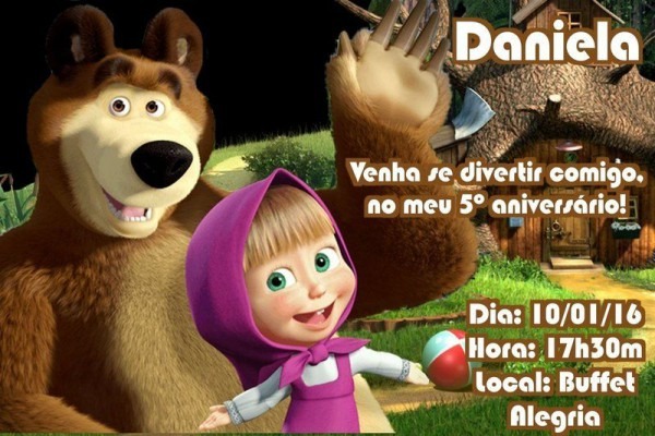 Convite Digital Personalizado Masha E O Urso Convite Digital Personalizado Masha E O Urso