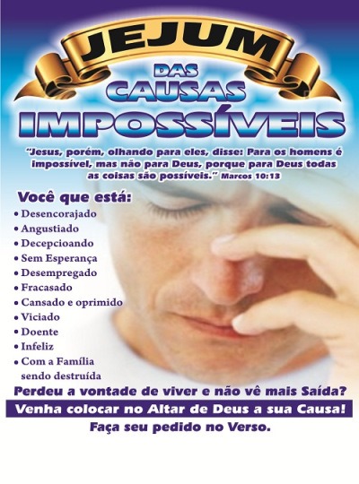 Trabalho Universal 14 Folhetos Jejum Das Causas ImpossÃveis Trabalho Universal 14 Folhetos Jejum Das Causas ImpossÃveis