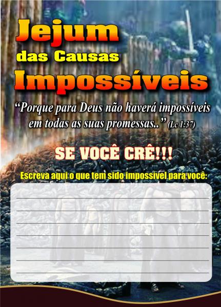 Trabalho Universal 14 Folhetos Jejum Das Causas ImpossÃveis Trabalho Universal 14 Folhetos Jejum Das Causas ImpossÃveis