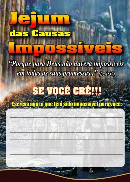 Homem De Fé Vários Materiais Para O Jejum Dos ImpossÃveis Homem De Fé Vários Materiais Para O Jejum Dos ImpossÃveis