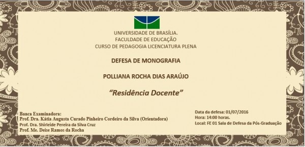 Convite Para Defesa De Monografia (tcc) Da Pedagogia â Gepfape Convite Para Defesa De Monografia (tcc) Da Pedagogia â Gepfape