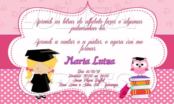 Convite De Formatura Infantil â Modelos De Convite Convite De Formatura Infantil â Modelos De Convite