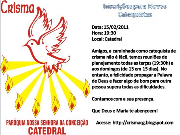 Crisma Catedral Convite Crisma Catedral Convite
