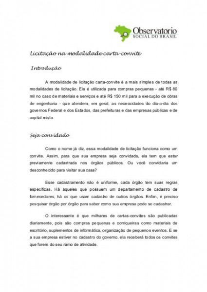 LicitaÃ§Ã£o Na Modalidade Carta