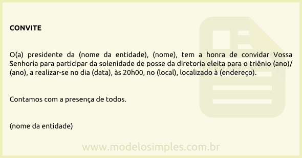 Modelo De Convite Para Cerimônia De Posse Modelo De Convite Para Cerimônia De Posse