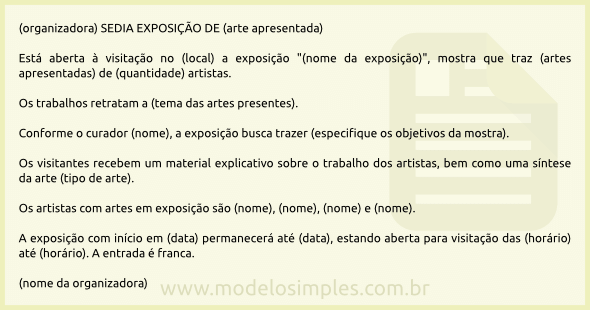 Modelo De Convite Para Exposição ArtÃstica Modelo De Convite Para Exposição ArtÃstica
