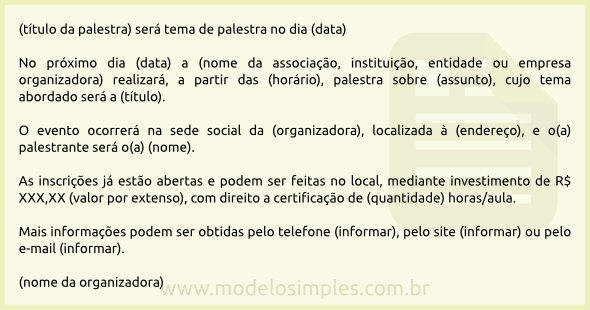 Modelo De Convite Para Palestra Modelo De Convite Para Palestra