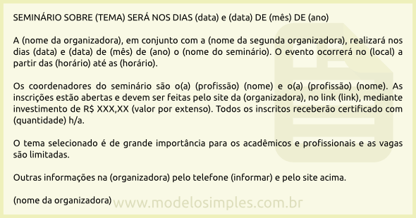 Modelo De Convite Para Seminário Modelo De Convite Para Seminário